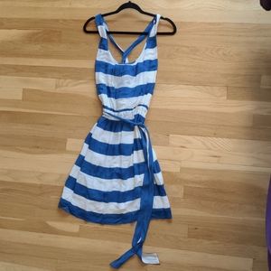 Blue and white striped dress